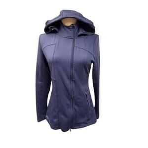 "Saucony" Womens Zip Running Coat VTG SZ S Scuba Feel Water Resistant SMALL SPOT